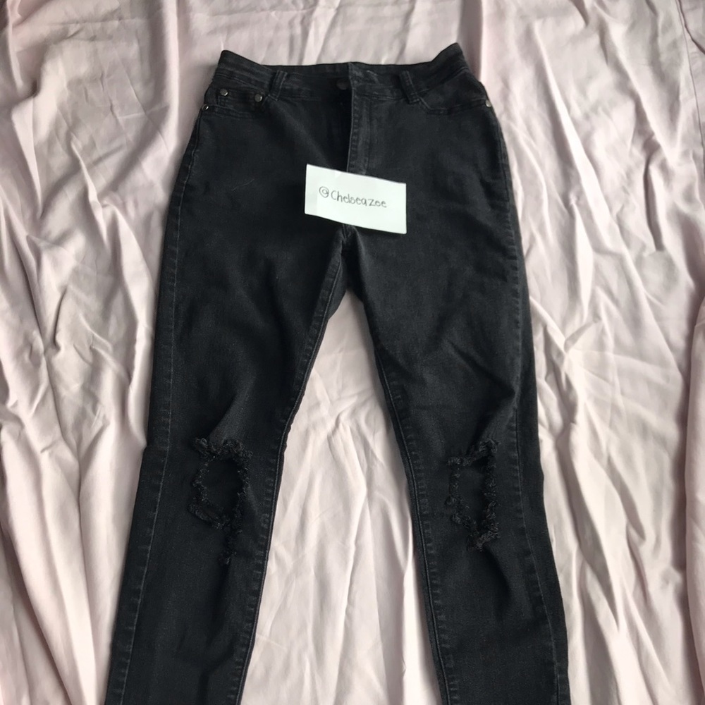 FashionNova High-Waisted Ripped Jeans